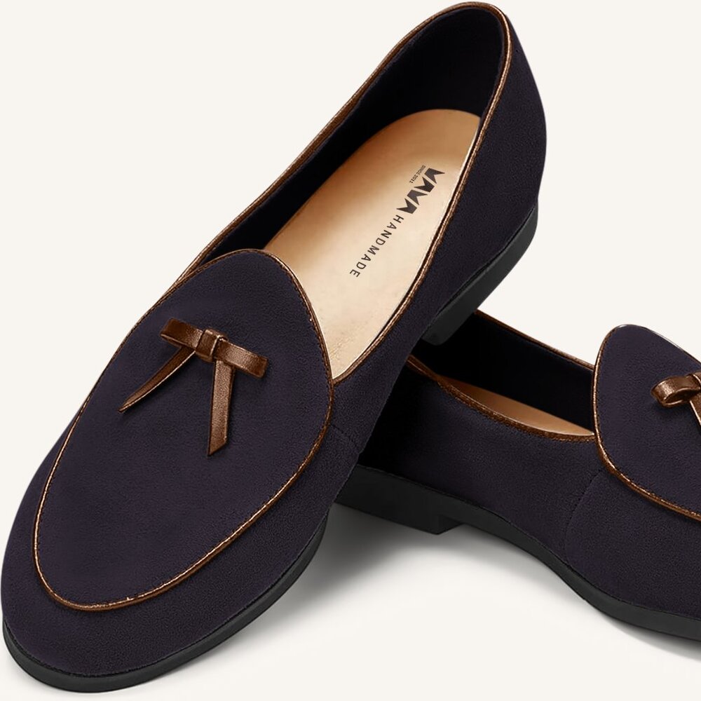 M.A.M.A. Bow Collection - Women's Dark Blue Loafers